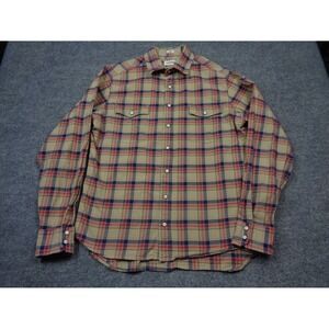 Taylor Stitch Shirt Mens 40 Tan Plaid The Glacier Pearl Snap Cowboy